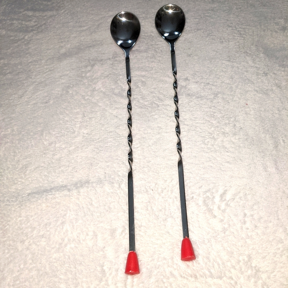 Set of 2 Stainless Steel Bar Spoons Mixing Spoons Cocktail Mixing Bartender